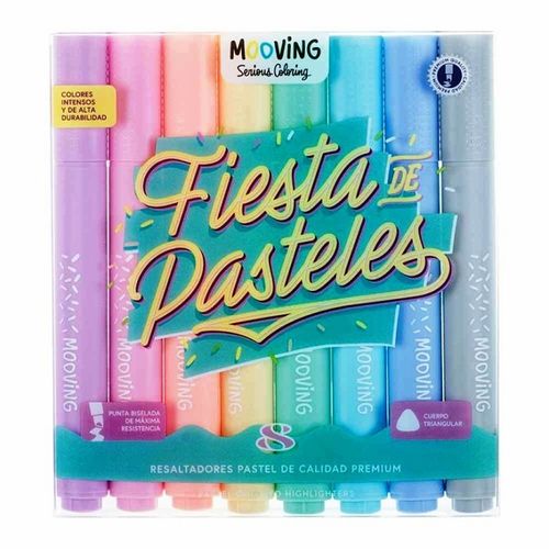 Resaltadores Pastel x 8 Fiesta de Pasteles Mooving Coloring