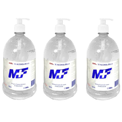 Alcohol Gel marca MF x 1 lt Con Dosificador Promo 3X2